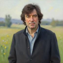 a portrait of a character in a scenic environment by bob ross