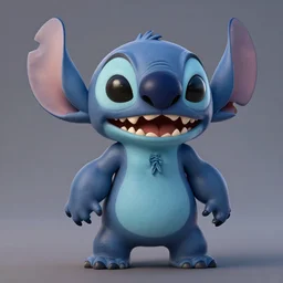 hyperrealistic disney character stitch, concept art, rendered in octane, horror