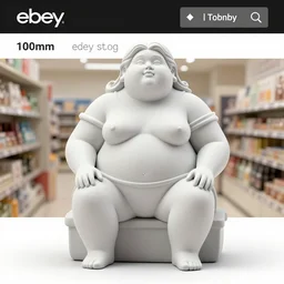 Image on the store website, eBay, 100mm resin figure of a fat lady sitting on the chair