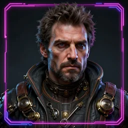 an intricately detailed ultra - realistic unreal engine 5 rendering of a portrait of steampunk cyberpunk neon - bordered pedro pascal, concept art, intricate details, eerie, highly detailed, photorealistic, octane render, 8 k uhd art by kilian eng