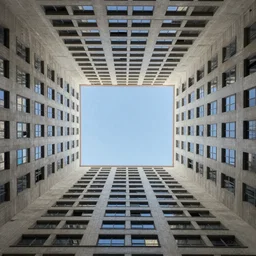 centered horizon, fov 9 0 degrees, yaw 3 0 degrees, acrophobia view looking down the bottom of a building