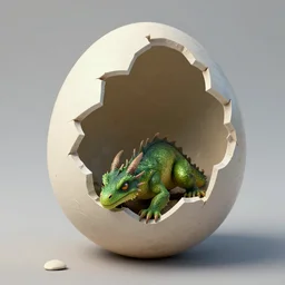 small poisonous green dragon crawls out of a broken big egg, peter mohrbacher style, ray tracing, cinematic, digital art, realistic, octane render