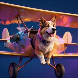 photorealistic dog in a biplane. hyperdetailed photorealism, 1 0 8 megapixels, amazing depth, glowing rich colors, powerful imagery, psychedelic overtones, 3 d finalrender, 3 d shading, cinematic lighting, artstation concept art