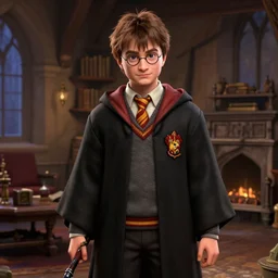 Hairy Potter in Gryffindor's common room, Playstation 2 screenshot, 3D Render