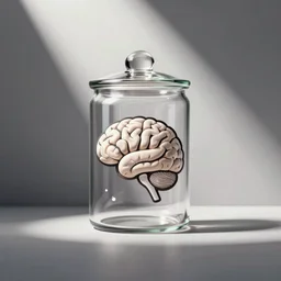 a brain in a jar, cute clipart icon logo