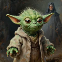 an oil painting of yoda, as the emperor of man, in the style of warhammer 4 0 k