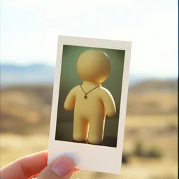 a polaroid photo of a person shaped thing