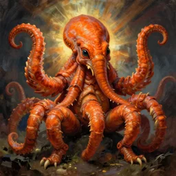 zoological portrait of orange cthulhu by edmund dulac