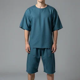 an award - winning photo of an ancient male model wearing a plain cropped baggy teal distressed medieval designer menswear leather flight jacket designed by alexander mcqueen, 4 k, studio lighting, wide angle lens, 2 0 0 4