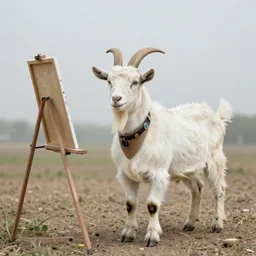 a goat dressed as an artist
