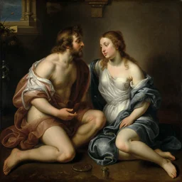 adam and eve, painted by rembrandt