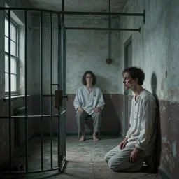 of a wounded mind not fit for the horrors humankind has done, locked away in the insane asylum afraid and alone left traumatized for life, 4 k surrealism