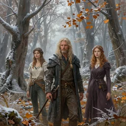 autumnal forest in winter, frosty, d & d, fantasy, portrait, highly detailed, digital painting, trending on artstation, concept art, sharp focus, illustration, art by artgerm and greg rutkowski and magali villeneuve