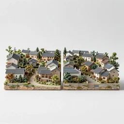 Stereoscopic Side-by-side 3d photo of a village diorama