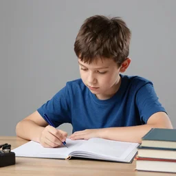 a 1 7 years old boy, trying to study for his exams, realistic photo, hyper detailed, studio light