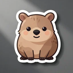wombat as hello emoji, telegram sticker design, flat design, glossy design, white outline