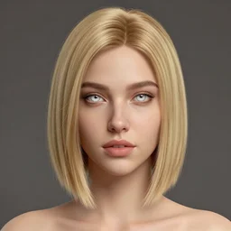 Beautiful woman, straight hairstyle, white eyes, blonde hair, realistic render, short hair, unreal engine render, Icaro Carvalho