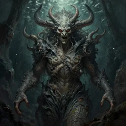 a personification of the abyss, highly detailed, digital painting, artstation, concept art, sharp focus, illustration, art by greg rutkowski and alphonse mucha