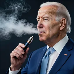joe biden smoking a vape pen in her right hand | smoke coming out of her mouth, artstation, 4 k