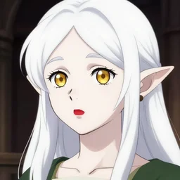 renaissance anime of elf girl with white skin, wide golden eyes and red lips, hair blowing the wind, trending art, fashion photography, centered, hyper detailed, studio glibly makoto shinkai, wlop