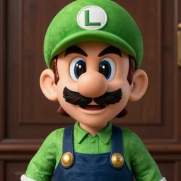 hyper realistic, realistic - anime, portrait, beautifully rendered, luis guzman as luigi wearing green, smirking deviously, luigi, luigi's nose, painted by jan van eyck, greg rutkowski, wlop, artgerm, dishonored 2,