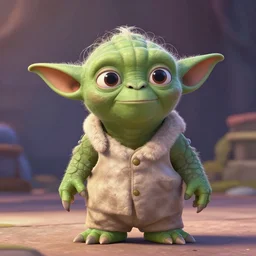 yoda in the style of pixar 3d animation