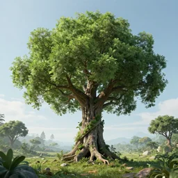 hyperrealistic artwork sustentability science spirit tree regenerative technologies to disruptive creation sci cyberpunk nature futures