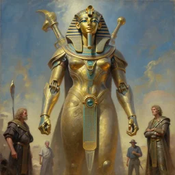 a giant egyptian mandelbrot goddess mecha, tim hildebrandt, wayne barlowe, bruce pennington, donato giancola, trending on artstation, cinematic composition, beautiful lighting, hyper detailed, 8 k, oil on canvas