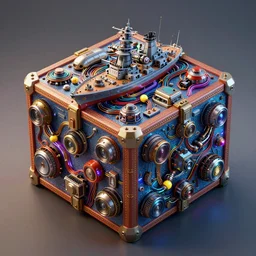 ultra detailed photorealistic the c 4 d render glittering huge square blind box covered with warship parts, cinematic light, sci fi, glossy, cybernetic machines, colorful, wires, robotics, futuristic decor, trending on artstation, global illumination, ultra realistic illustration, matte painting, high detailed, unreal engine, octane render, by sparth