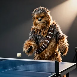 realistic still of Jabba the Hutt playing table tennis
