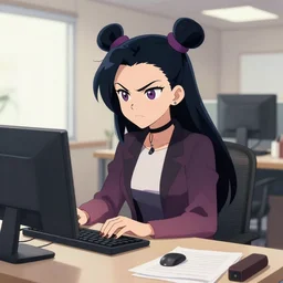 Arachne Monstergirl working in an office