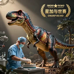 an artwork of a dinosaur surgeon