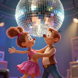 a closeup photorealistic illustration of hopper and flick from a bug's life dancing below a disco ball to dubstep music bright scene. fine detail. this 4 k hd image is trending on artstation, featured on behance, well - rendered, extra crisp, features intricate detail, epic composition and the style of unreal engine.