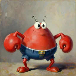 mr krabs, painting by jc leyendecker!! phil hale!, angular, brush strokes, painterly, vintage, crisp