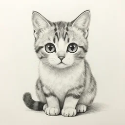 a pencil drawing of a kitten, in the style of junji ito