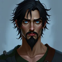 elven man, black hair, goatee, blue eyes, behance hd artstation, style of jesper ejsing, by rhads, makoto shinkai and lois van baarle, ilya kuvshinov, ossdraws
