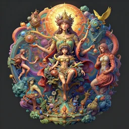 the dream of creation, metaphysical art, surrealism, zbrush, unreal engine, vibrant, detailed, by akira toriyama and amy brown