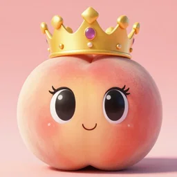 a peach with eyes and a queen crown photo