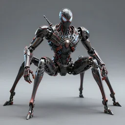 3 d model, robot spider - man by pantokrator rendered in unreal engine, orthodox cyberpunk, mech body, wires from the matrix movie, sci - fi