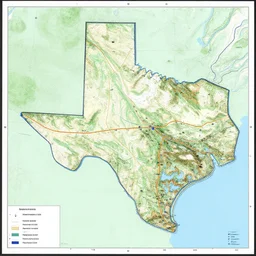 topographic map of texas interstates. copyright rand