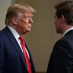 a still from a scene in the boys, staring donald trump as homelander.