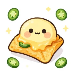 cute adobe illustration nachos with cheese and jalapeno illustrations, white background, drawing, cartoon,