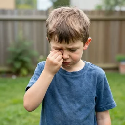 photograph smelly kid in backyard