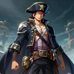 stunning concept art of a futuristic pirate by eiichiro oda