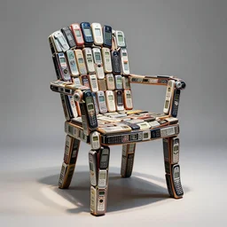 chair made out of mobile phones, intricate design, unorthodox, museum sculpture, 4 k, 3 3 m photo