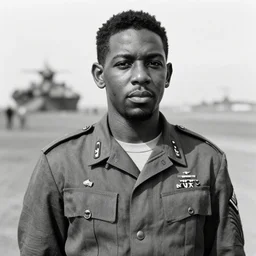 1 9 4 0 s vintage monochrome photograph of kendrick lamar wearing a us army uniform on omaha beach, 8 k, very detailed, very intricate,