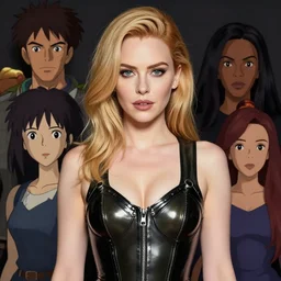 a beautiful christina hendricks kat dennings kim larsen nicki minaj alluring instagram model in elaborate latex tank top, by guweiz and wlop and ilya kuvshinov and artgerm and makoto shinkai and studio ghibli, symmetrical eyes, aesthetic, gorgeous, stunning, alluring, attractive, artstation, deviantart, pinterest, digital art
