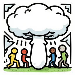 a mushroom cloud in the style of keith harring