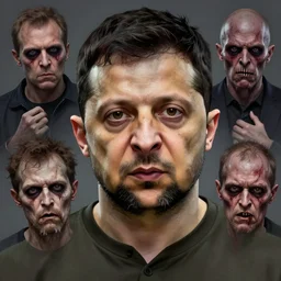 zelenskiy, is goblin zombie, awe face, toothless horror macabre face, by donato giancola and greg rutkowski and wayne barlow and zdzisław beksinski, realistic face, digital art