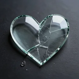 a smashed heart broken like glass into shards